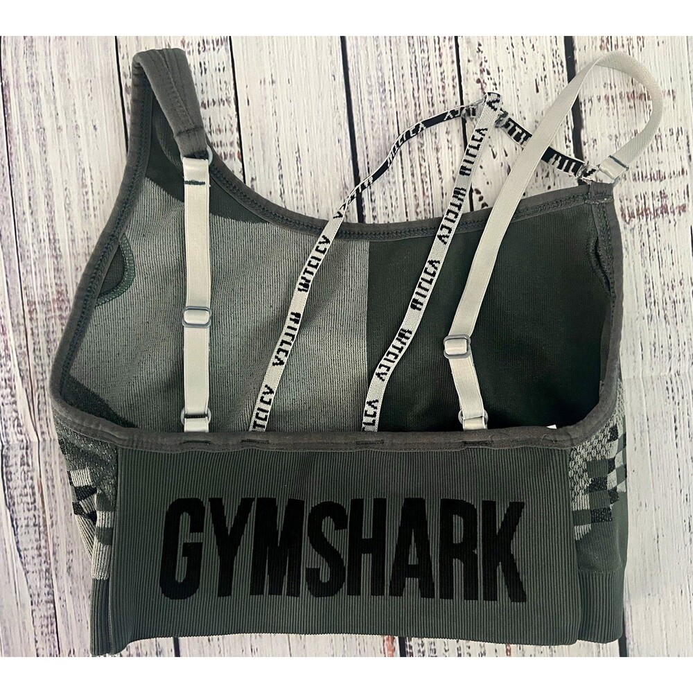 Gymshark Wtflex Cyborg Seamless Asymmetric Sports Bra Charcoal Grey Size Small